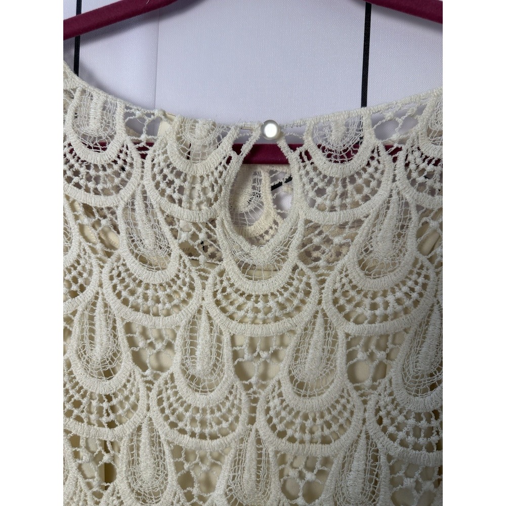 Adiva Women's Top Lace Ivory 3/4 Bell Sleeve Lined Size PM - Picture 7 of 15